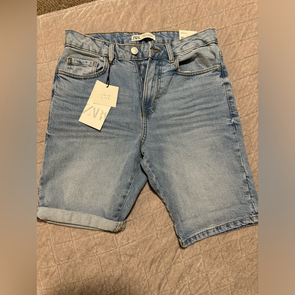 Zara Men's Blue Denim Shorts